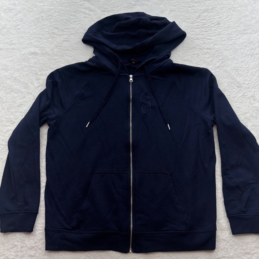 Quince Navy Blue Tencel Modal Full Zip Hoodie Sweatshirt Womens Medium